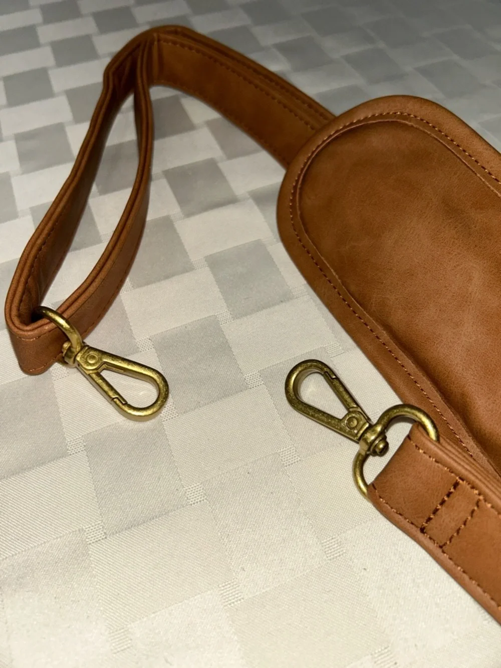 Faux Leather Shoulder Strap with Brass Clips